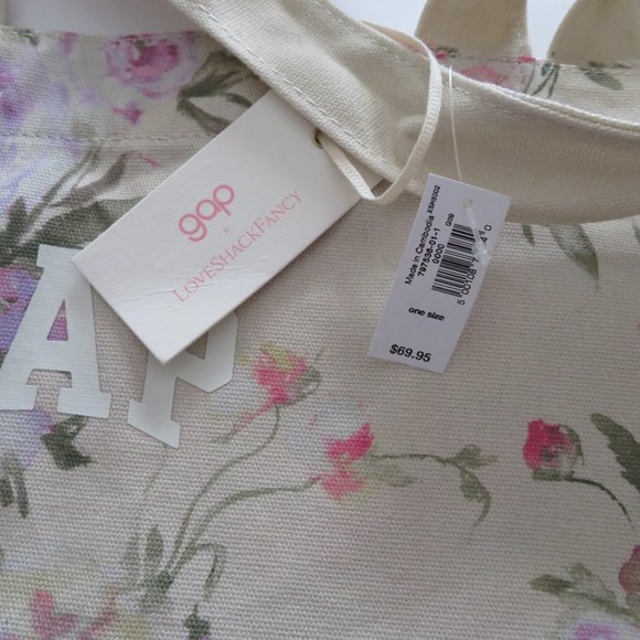 Gap × LoveShackFancy Floral Tote, Pink Floral, NWT - Picture 6 of 8